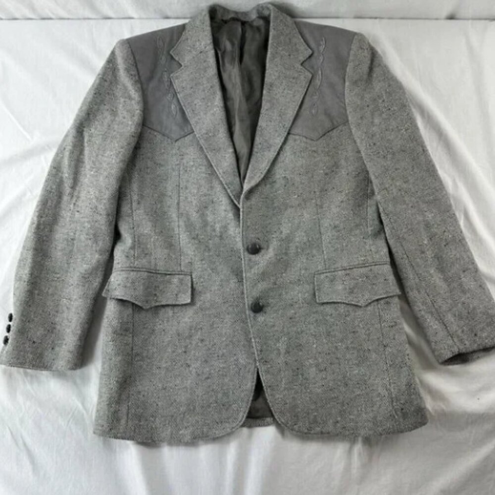 Vtg Pagano West Blazer Men's Size 40R Rockabilly Western Cowboy Rodeo Coat Gray